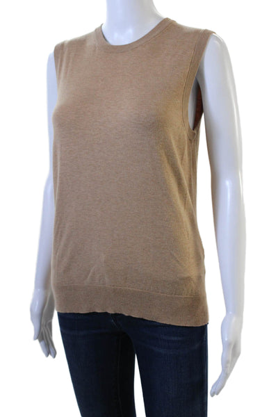 J Crew Women Beige Sleeveless Crew Neck Basic Tank Size M