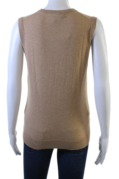 J Crew Women Beige Sleeveless Crew Neck Basic Tank Size M
