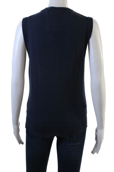 J Crew Women Basic Sleeveless Tank Dark Blue Crewneck Size M