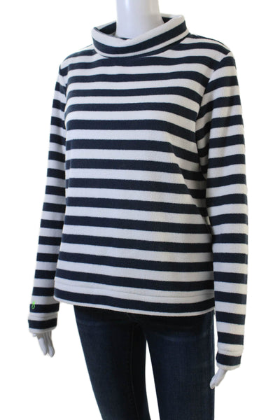 Dudley Stephens Unisex Pullover Sweater Dark Blue Striped Mock Neck Size M