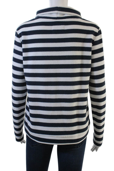 Dudley Stephens Unisex Pullover Sweater Dark Blue Striped Mock Neck Size M