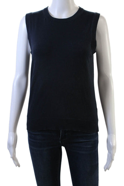 J Crew Women Dark Blue Basic Tank Crew Neck Sleeveless Size M