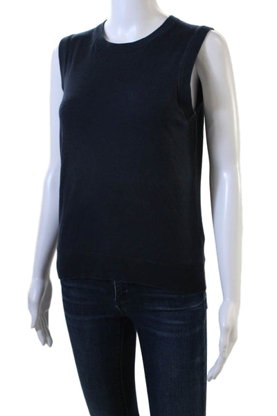 J Crew Women Dark Blue Basic Tank Crew Neck Sleeveless Size M