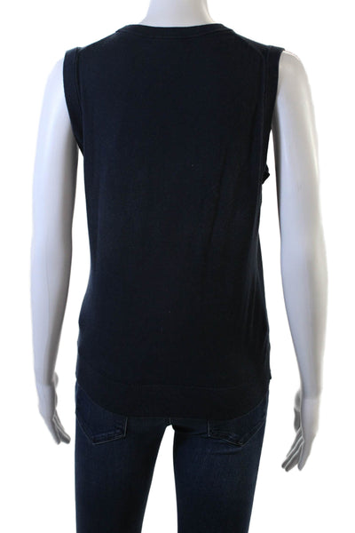 J Crew Women Dark Blue Basic Tank Crew Neck Sleeveless Size M
