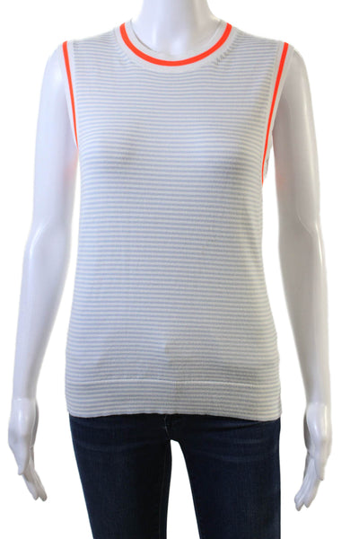 J Crew Women Ringer Striped Tank Light Blue Crew Neck Size M