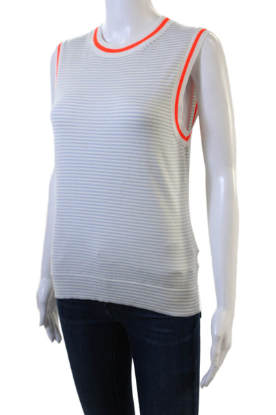 J Crew Women Ringer Striped Tank Light Blue Crew Neck Size M