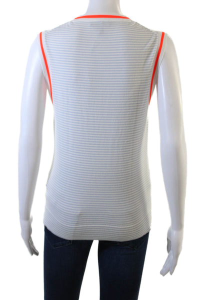 J Crew Women Ringer Striped Tank Light Blue Crew Neck Size M