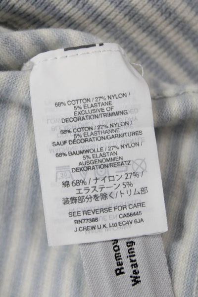 J Crew Women Ringer Striped Tank Light Blue Crew Neck Size M