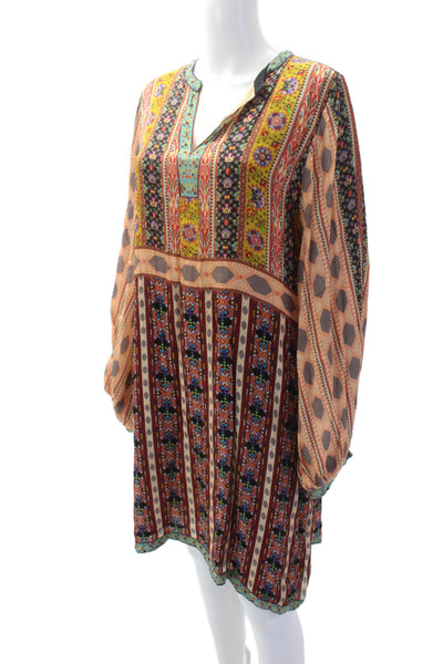 Tanvi Kedia Women Kaftan Dress Multi-Color V-Neck Long-Sleeve Boho Size L
