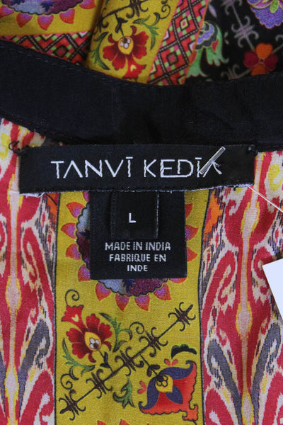 Tanvi Kedia Women Kaftan Dress Multi-Color V-Neck Long-Sleeve Boho Size L