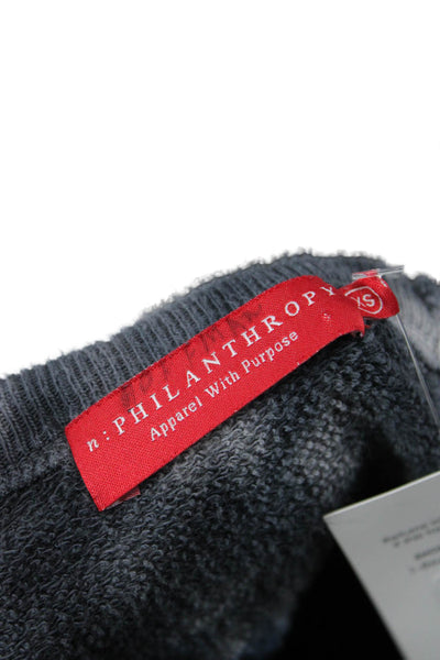 Philanthropy Womens Pullover Sweatshirt Dark Blue 67% Cotton Size XS