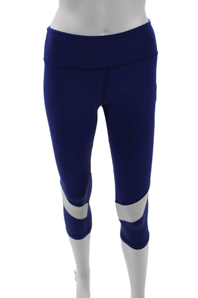 Pheel Womens Stretch Mid-Rise Cropped Activewear Leggings Blue Size S
