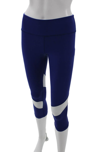 Pheel Womens Stretch Mid-Rise Cropped Activewear Leggings Blue Size S
