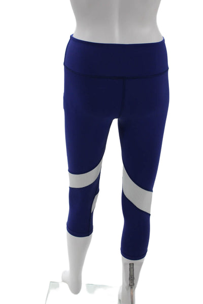 Pheel Womens Stretch Mid-Rise Cropped Activewear Leggings Blue Size S