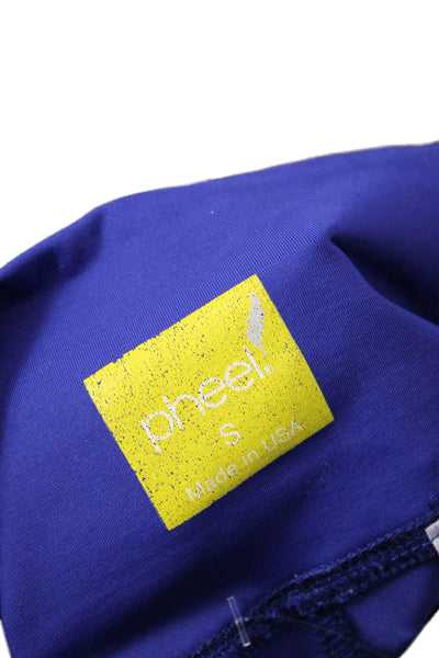 Pheel Womens Stretch Mid-Rise Cropped Activewear Leggings Blue Size S