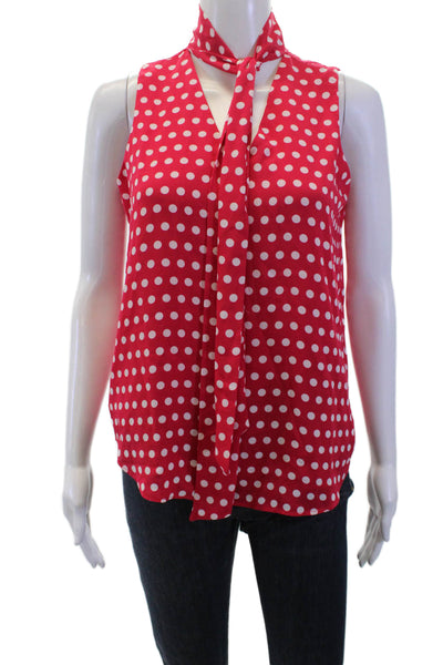Ann Taylor Women Red Polka Dot High Neck Sleeveless Blouse Size PXS