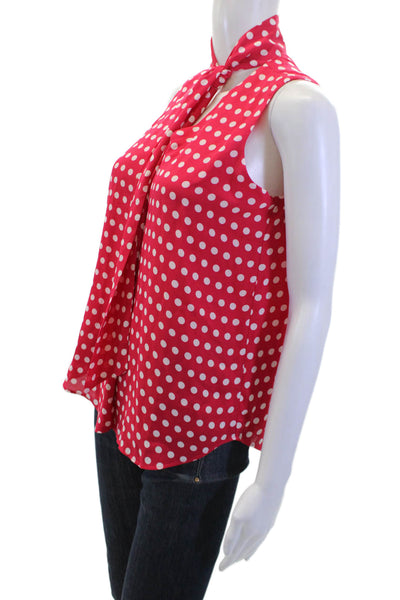 Ann Taylor Women Red Polka Dot High Neck Sleeveless Blouse Size PXS