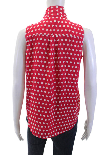 Ann Taylor Women Red Polka Dot High Neck Sleeveless Blouse Size PXS