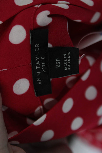 Ann Taylor Women Red Polka Dot High Neck Sleeveless Blouse Size PXS
