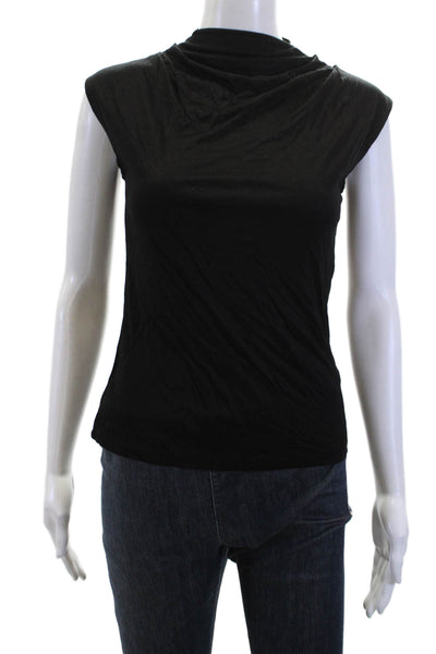 Ann Taylor Women Basic Mock Neck Sleeveless Tank Black Rayon Size PXS