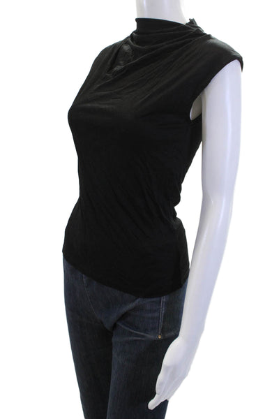 Ann Taylor Women Basic Mock Neck Sleeveless Tank Black Rayon Size PXS
