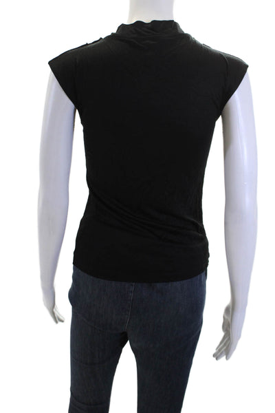 Ann Taylor Women Basic Mock Neck Sleeveless Tank Black Rayon Size PXS