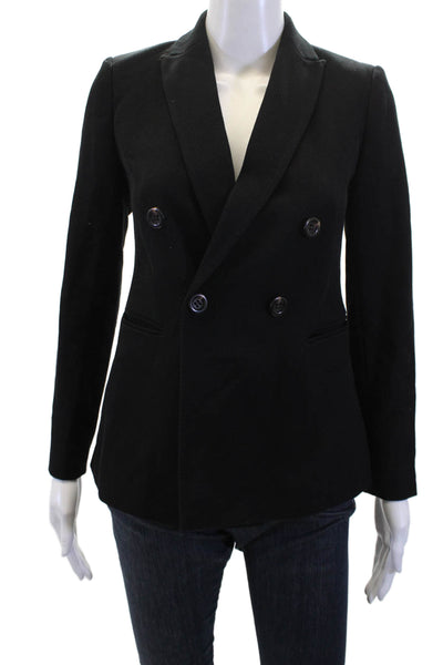 Ann Taylor Womens Classic Collared Button Blazer Black Size 00P