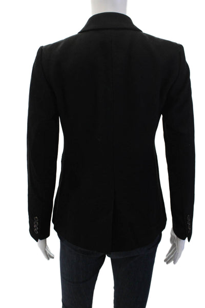 Ann Taylor Womens Classic Collared Button Blazer Black Size 00P