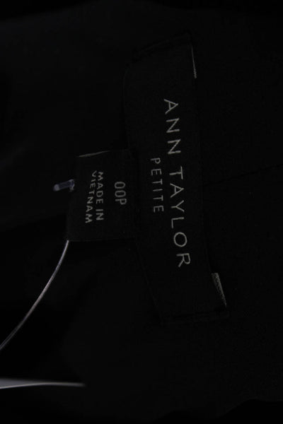 Ann Taylor Womens Classic Collared Button Blazer Black Size 00P