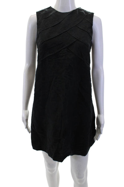 Tocca Women Shift Dress Sleeveless Knee Black Silk-Linen Size 2