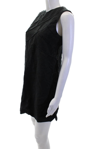 Tocca Women Shift Dress Sleeveless Knee Black Silk-Linen Size 2