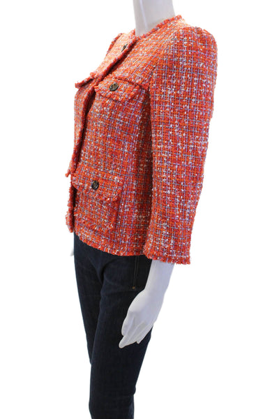 Ann Taylor Womens Orange Checked Blazer Size 00P