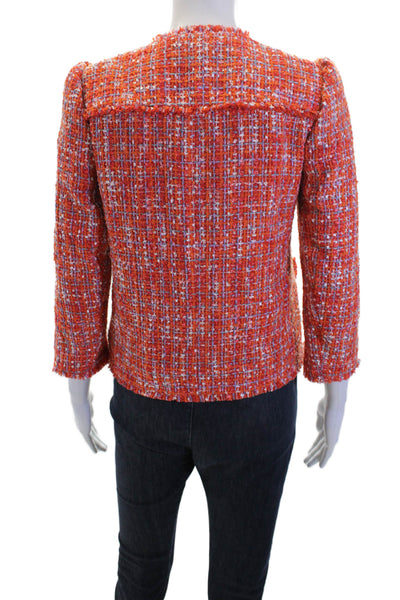 Ann Taylor Womens Orange Checked Blazer Size 00P