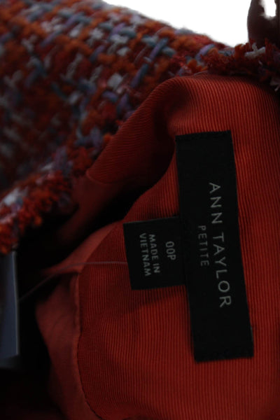 Ann Taylor Womens Orange Checked Blazer Size 00P