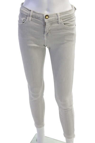 Current/Elliott Women Ankle Skinny Jeans Gray Mid-Rise Button Closure Size 25