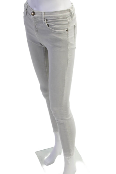 Current/Elliott Women Ankle Skinny Jeans Gray Mid-Rise Button Closure Size 25