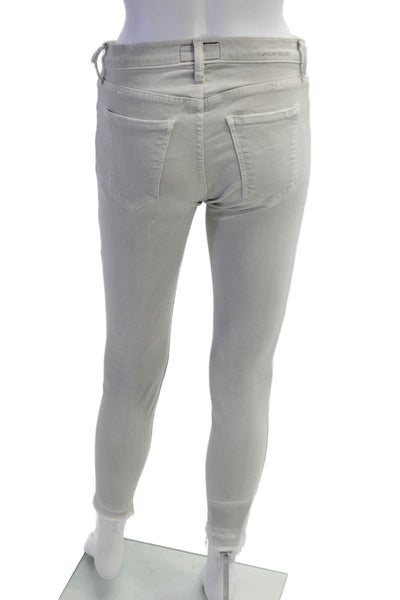 Current/Elliott Women Ankle Skinny Jeans Gray Mid-Rise Button Closure Size 25