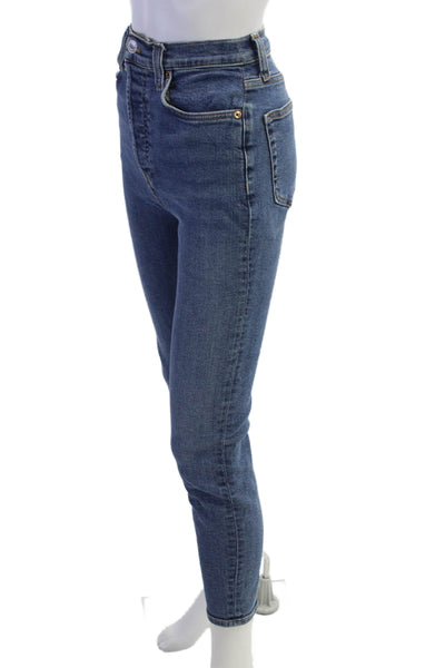 Redone Women Blue Cropped Ankle Skinny Jeans Size 28
