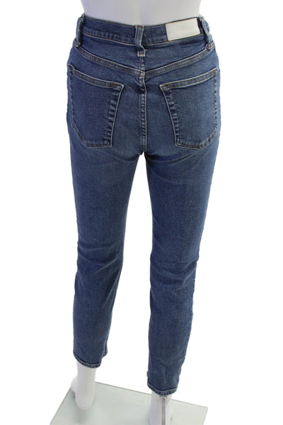 Redone Women Blue Cropped Ankle Skinny Jeans Size 28