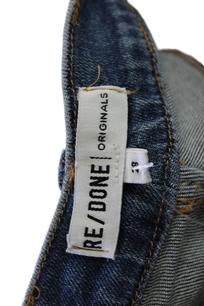 Redone Women Blue Cropped Ankle Skinny Jeans Size 28