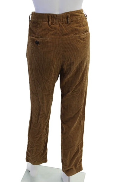 Pants Mens Cropped Pants Brown Striped Cotton Button Inseam 28 Size M