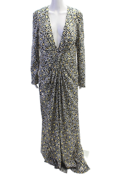Ieena for MacDuggal Women Black Animal Print Striped Maxi Kaftan Dress Size 12