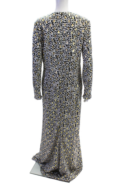 Ieena for MacDuggal Women Black Animal Print Striped Maxi Kaftan Dress Size 12