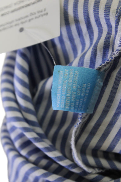 J. Mclaughlin Women Shirt Dress Blue Striped Long Sleeve Knee Length Size L