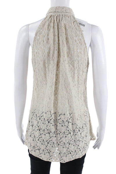 Sharis Place Women Beige Floral Collared Button-Up Bohemian Blouse Size 42