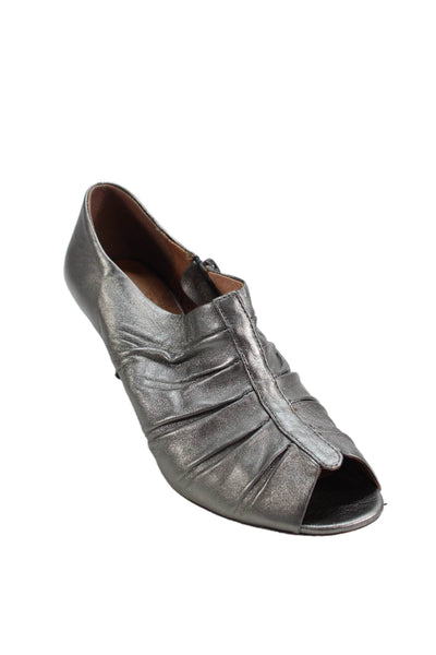 Corso Como Womens Side Zip Metallic Peep Toe Cambridge Pumps Silver Size 10