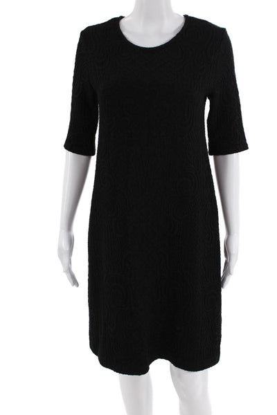 Leota, Women Shift Sweater Dress Black Zip Knee Length Size M