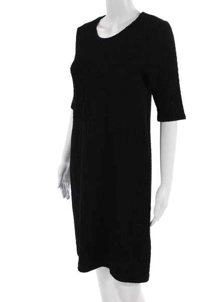 Leota, Women Shift Sweater Dress Black Zip Knee Length Size M