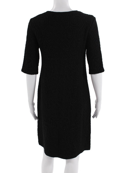 Leota, Women Shift Sweater Dress Black Zip Knee Length Size M