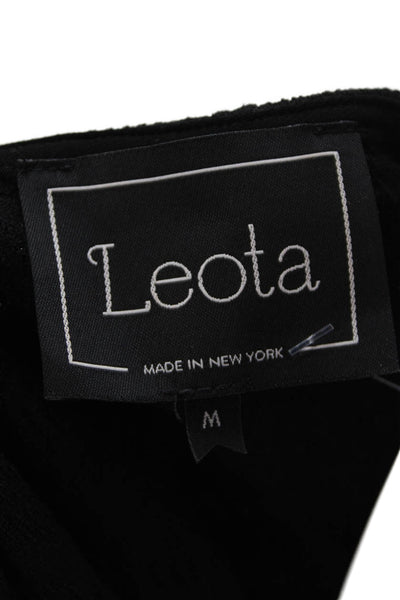 Leota, Women Shift Sweater Dress Black Zip Knee Length Size M